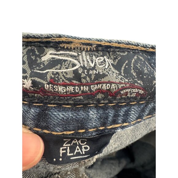 Silver Jeans Co. Zac Flap Straight Leg Jeans Mens W30 L32 Blue Denim Distressed - Picture 2 of 6